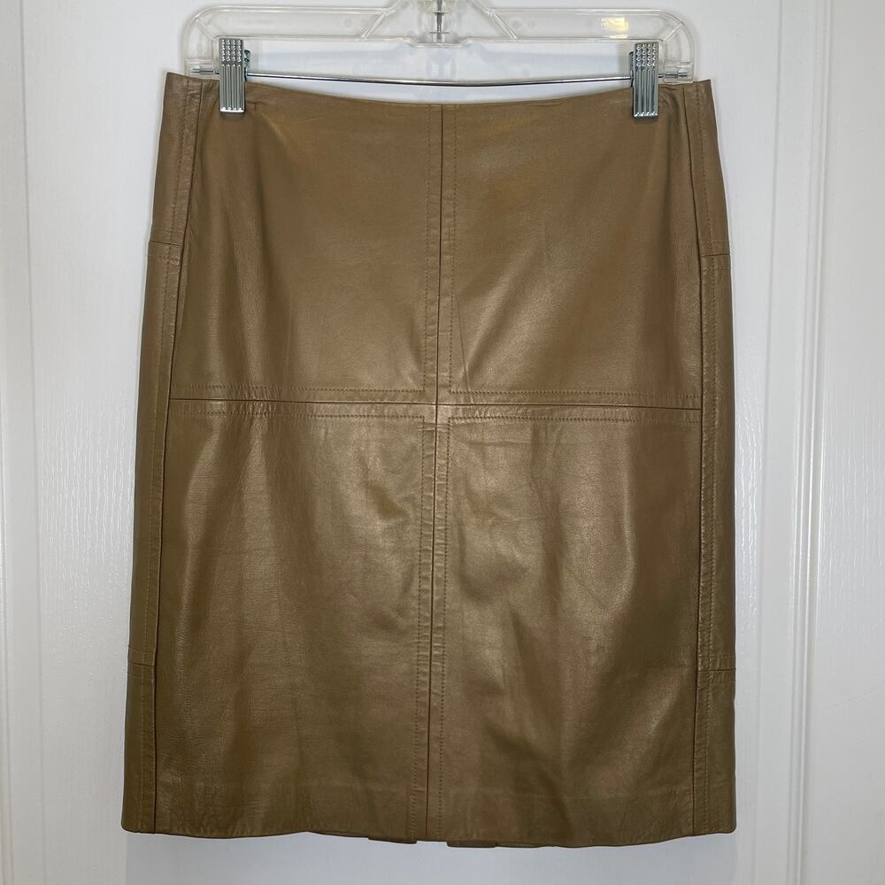 W by Worth Metallic Gold Leather Skirt Straight Mini Fall Winter 10